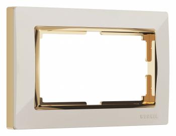 Рамка для двойной розетки Werkel Snabb (слоновая кость/золото) W0081932 Рамка для двойной розетки Werkel Snabb (слоновая кость/золото) W0081932