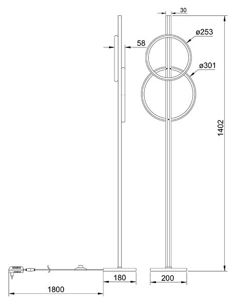 Фото Торшер Arte Lamp Fluido A3913PN-24BK