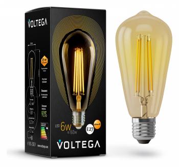 Лампа светодиодная Voltega ST64 E27 6Вт 2800K 5526 Лампа светодиодная Voltega ST64 E27 6Вт 2800K 5526