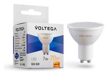 Лампа светодиодная Voltega Sofit GU10 GU10 7Вт 2800K 7056 Лампа светодиодная Voltega Sofit GU10 GU10 7Вт 2800K 7056