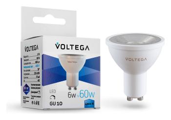 Лампа светодиодная Voltega Sofit dim GU10 Lens GU10 6Вт 4000K 7109 Лампа светодиодная Voltega Sofit dim GU10 Lens GU10 6Вт 4000K 7109