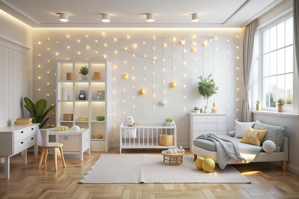 Открыть Детская комната: безопасное и веселое освещение Фото Детская комната: безопасное и веселое освещение