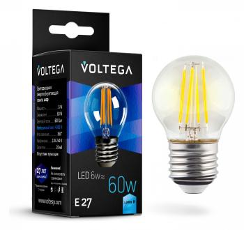 Лампа светодиодная Voltega Globe E27 6W E27 6Вт 4000K 7024 Лампа светодиодная Voltega Globe E27 6W E27 6Вт 4000K 7024