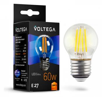 Лампа светодиодная Voltega Globe E27 6W E27 6Вт 2800K 7023 Лампа светодиодная Voltega Globe E27 6W E27 6Вт 2800K 7023