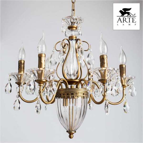 Открыть Подвесная люстра Arte Lamp Schelenberg A4410LM-6-2SR Фото Подвесная люстра Arte Lamp Schelenberg A4410LM-6-2SR