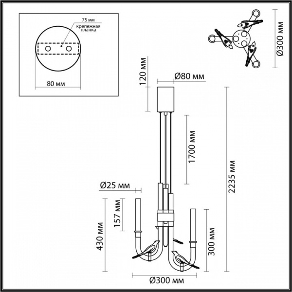 Фото Подвесная люстра Odeon Light Lark 5431/6L