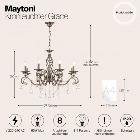 Фото Подвесная люстра Maytoni Grace RC247-PL-08-R
