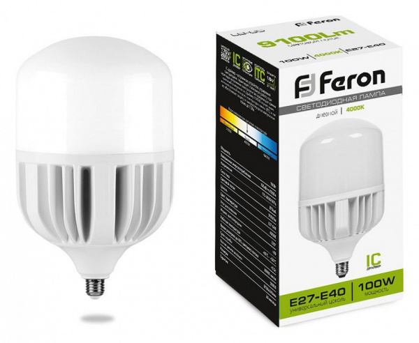 Фото Лампа светодиодная Feron LB-65 E27-E40 100Вт 4000K 38219