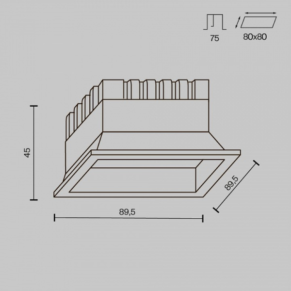 Фото Встраиваемый светильник Maytoni Okno DL056-8W3-4-6K-W