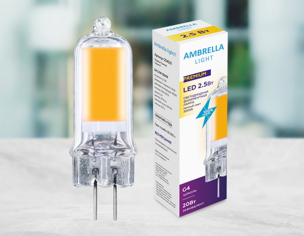 Открыть Лампа светодиодная Ambrella Light A G4 2.5Вт 3000K 204501 Фото Лампа светодиодная Ambrella Light A G4 2.5Вт 3000K 204501