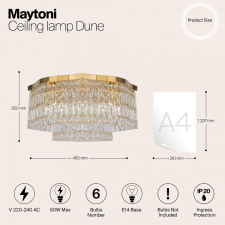 Фото Потолочная люстра Maytoni Dune DIA005CL-06G