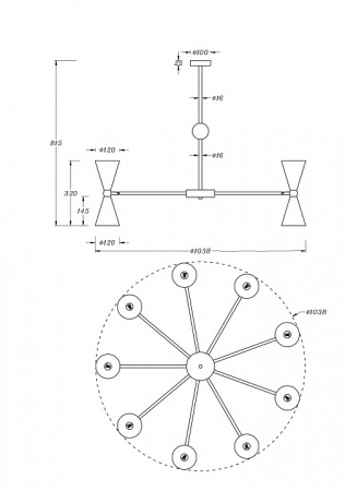 Фото Люстра на штанге Maytoni Vesper MOD108PL-18WG