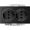 Фото Розетка двойная с заземлением, без рамки Werkel черный матовый W1172008