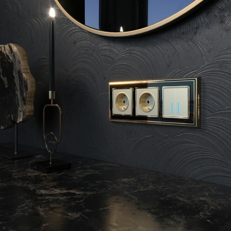 Фото Выключатель двухклавишный с подсветкой без рамки Werkel шампань W4520011