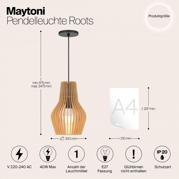 Фото Подвесной светильник Maytoni Roots MOD191PL-01W1
