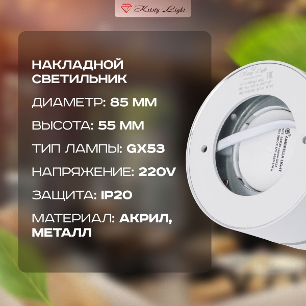 Фото Светильник потолочный накладной Kristy Light KL3371 GX53