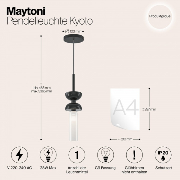 Фото Подвесной светильник Maytoni Kyoto MOD178PL-01B