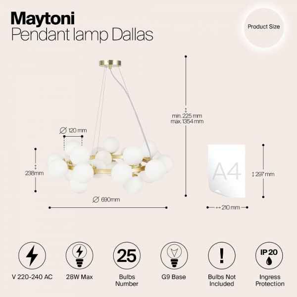 Фото Подвесная люстра Maytoni Dallas MOD545PL-25BS