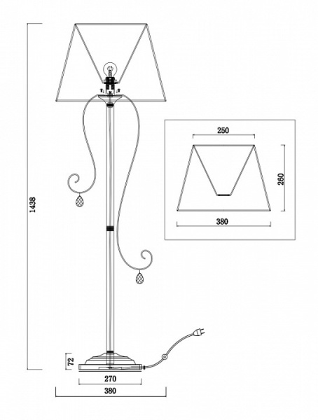 Фото Торшер Freya Simone FR2020-FL-01-BG