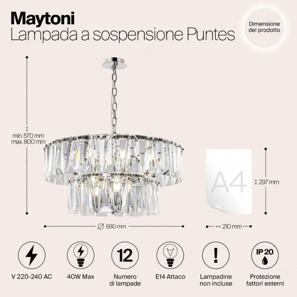 Фото Подвесной светильник Maytoni Puntes MOD043PL-12CH