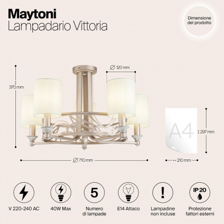 Фото Подвесная люстра Maytoni Vittoria H004CL-05BG