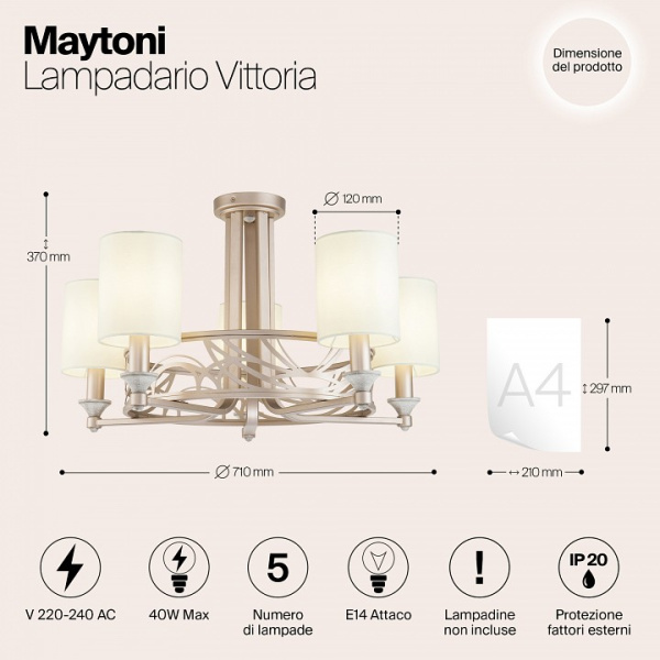 Фото Подвесная люстра Maytoni Vittoria H004CL-05BG