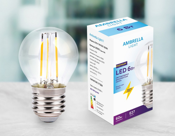 Фото Лампа светодиодная Ambrella Light G45 E27 6Вт 4200K 203915