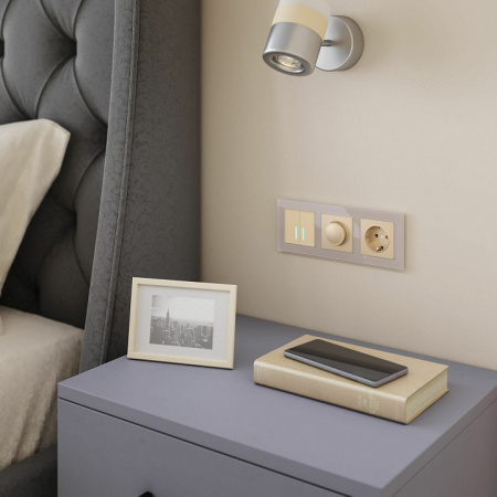 Фото Выключатель двухклавишный с подсветкой без рамки Werkel шампань W4520011