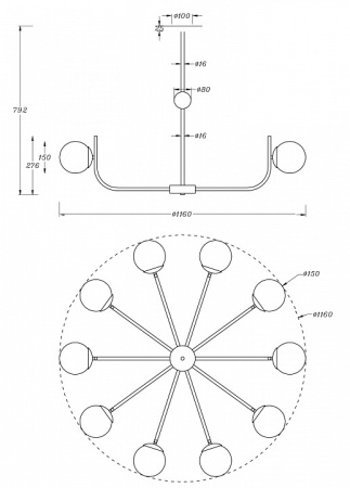Фото Люстра на штанге Maytoni Rendez-vous MOD109PL-10BS