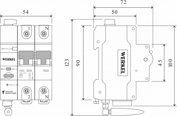 Фото Автоматический выключатель 2P с Wi-Fi Werkel  W1002P6301