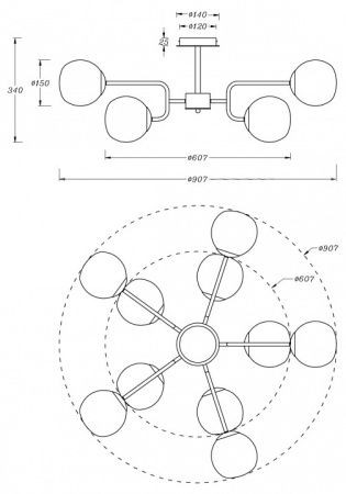 Фото Люстра на штанге Maytoni Erich MOD221PL-10N