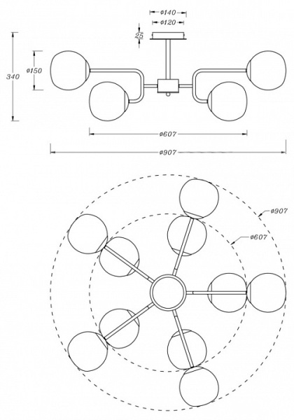 Фото Люстра на штанге Maytoni Erich MOD221PL-10N