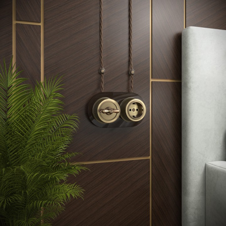 Фото Выключатель одноклавишный без рамки Werkel Ретро (бронза) W5712012