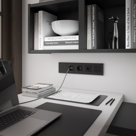 Фото Розетка Ethernet RJ-45 без рамки Werkel черный матовый W1181008