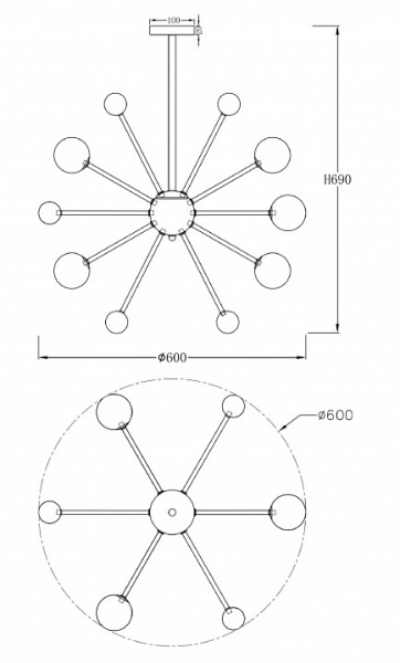 Фото Люстра на штанге Freya Planets FR5200PL-09FG