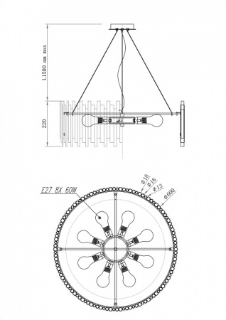 Фото Подвесной светильник Maytoni Coliseo MOD135PL-08BS