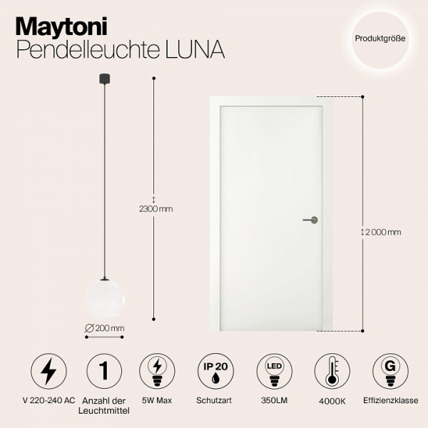 Фото Подвесной светильник Maytoni Luna P039PL-5W4K-20-B