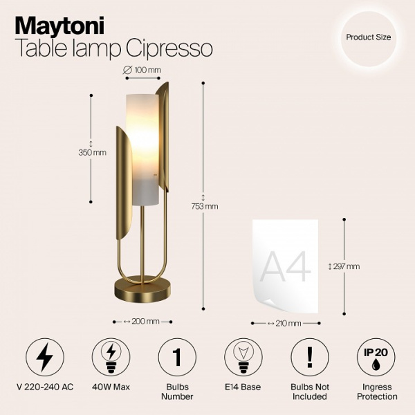 Фото Настольная лампа декоративная Maytoni Сipresso Z014TL-01G