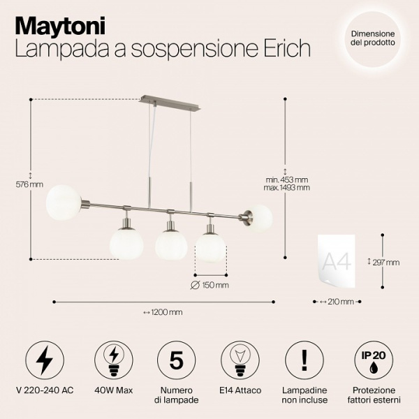 Фото Подвесной светильник Maytoni Erich MOD221-PL-05-N