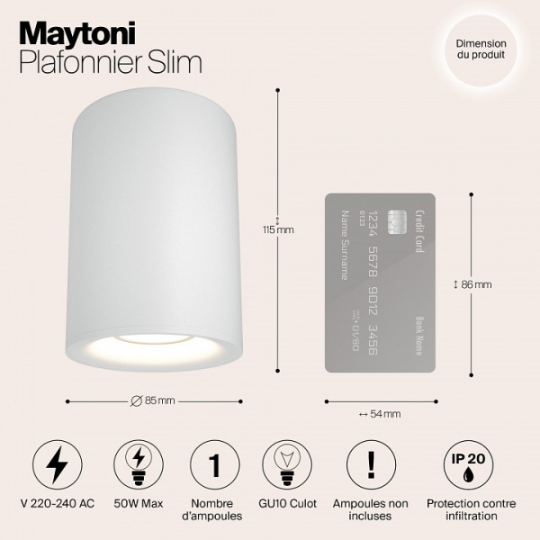 Фото Накладной светильник Maytoni Slim C012CL-01W