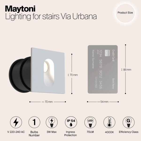 Открыть Встраиваемый светильник Maytoni Via Urbana O022-L3W Фото Встраиваемый светильник Maytoni Via Urbana O022-L3W