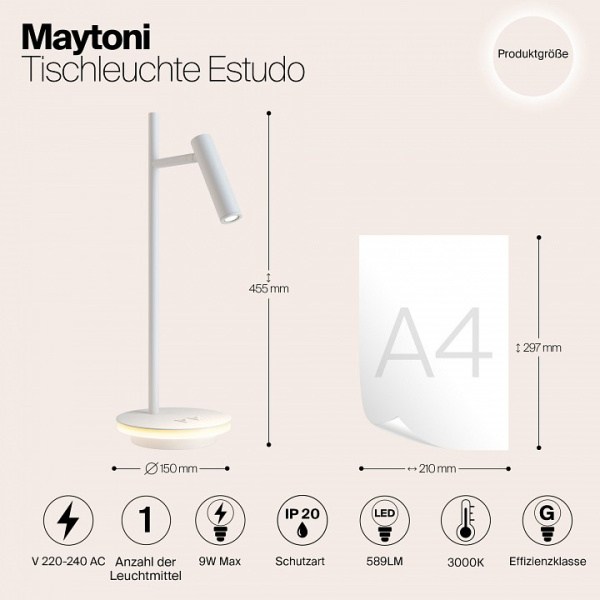 Фото Настольная лампа офисная Maytoni Estudo Z010TL-L8W3K