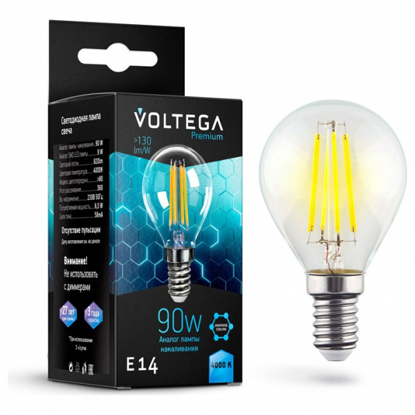 Открыть Лампа светодиодная Voltega Globe E14 9W Graphene E14 7Вт 4000K 7137 Фото Лампа светодиодная Voltega Globe E14 9W Graphene E14 7Вт 4000K 7137