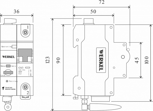 Фото Автоматический выключатель 1P с Wi-Fi Werkel  W1001P6301