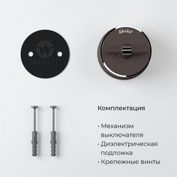 Фото Выключатель двухклавишный с корпусом Werkel Vintage (мокко матовый/хром) W5822052