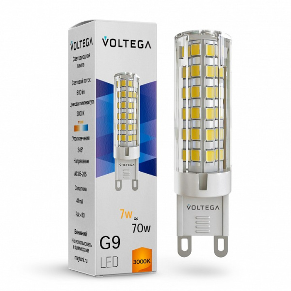 Открыть Лампа светодиодная Voltega Capsule G9 G9 7Вт 3000K 7187 Фото Лампа светодиодная Voltega Capsule G9 G9 7Вт 3000K 7187