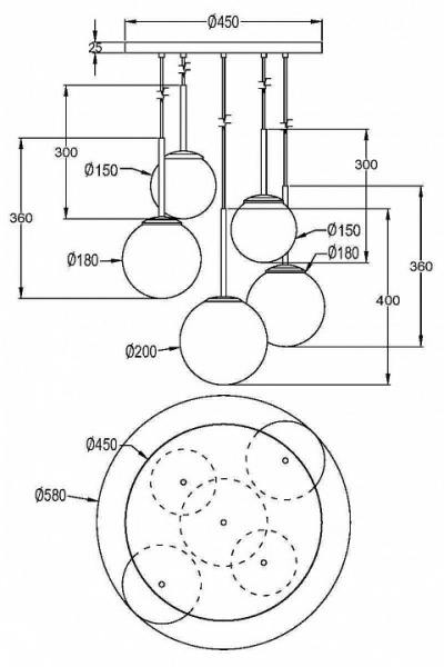 Фото Подвесной светильник Maytoni Basic form MOD321PL-05G1
