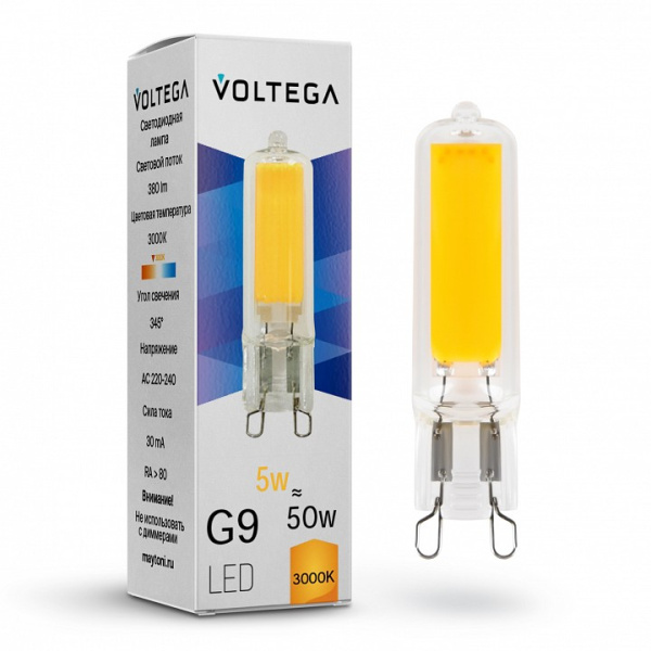 Открыть Лампа светодиодная Voltega Capsule G9 G9 5Вт 3000K 7181 Фото Лампа светодиодная Voltega Capsule G9 G9 5Вт 3000K 7181