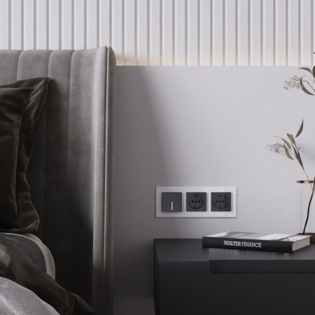 Фото Розетка с заземлением, без рамки Werkel черный акрил W1171048