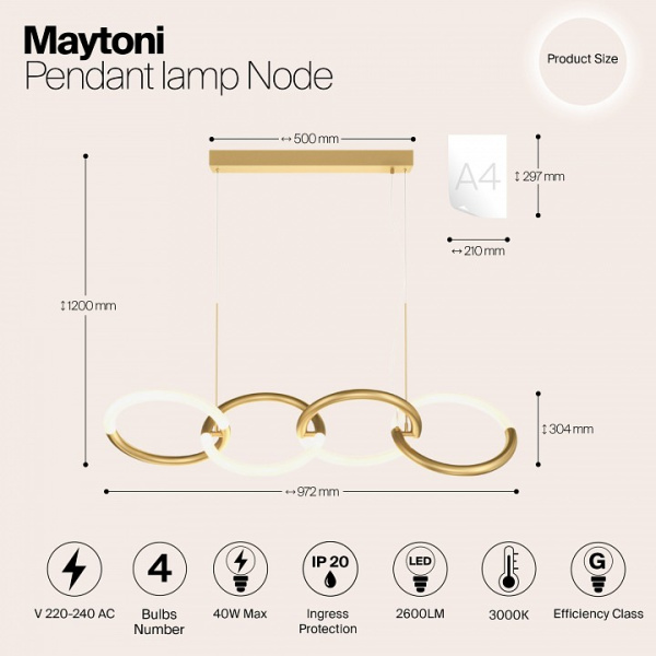Фото Подвесной светильник Maytoni Node MOD165PL-L40G3K